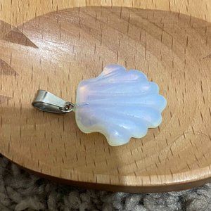 opal crystal seashell pendant
